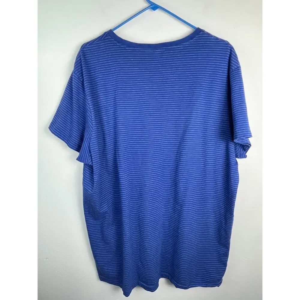 US Polo Striped Mens Tee XXL Blue Crewneck Short Sleeve Preppy Casual T-Shirt